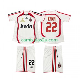 Camisolas de futebol AC Milan KAKA 22 2006 2007 Retro Criança Equipamento Alternativa Manga Curta